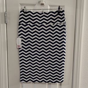 Lularoe Cassie Chevron Patterned Blue and White Skirt Size Medium NWT